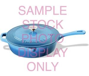 Cuisinart 12-Inch Cast Iron Chicken Fryer with Lid, 4.5 Quart Aqua Blue Gradient
